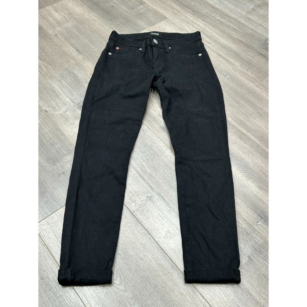 Hudson Women's Black Stretch Harkin Super‎ Skinny Cuffed Jeans Size 25